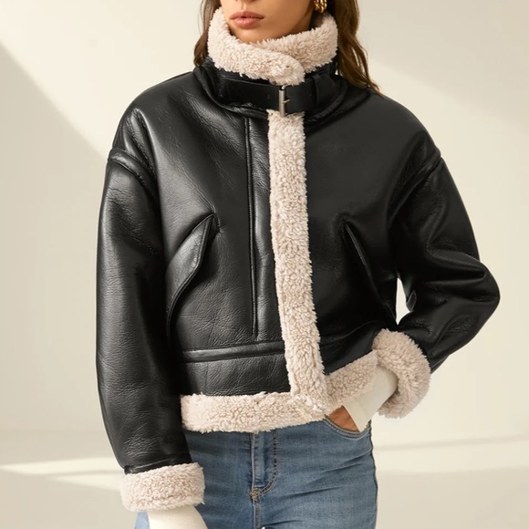 ❗️SOLD❗️NWT Commense Faux Shearling Leather Jacket - Picture 2 of 4